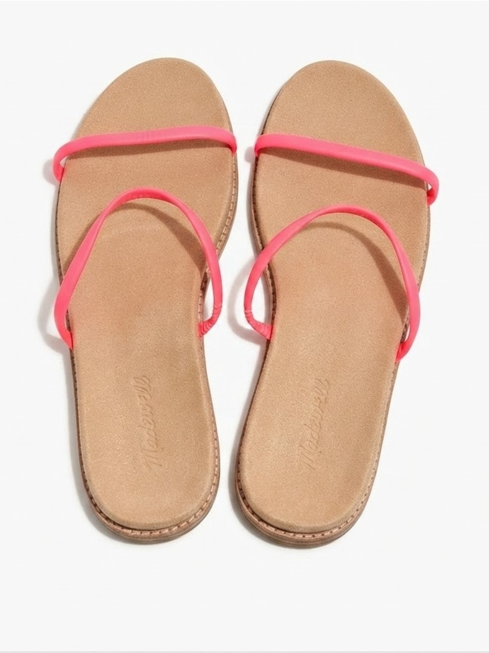 Madewell Sandals Pink Paris Leather Strappy Slides